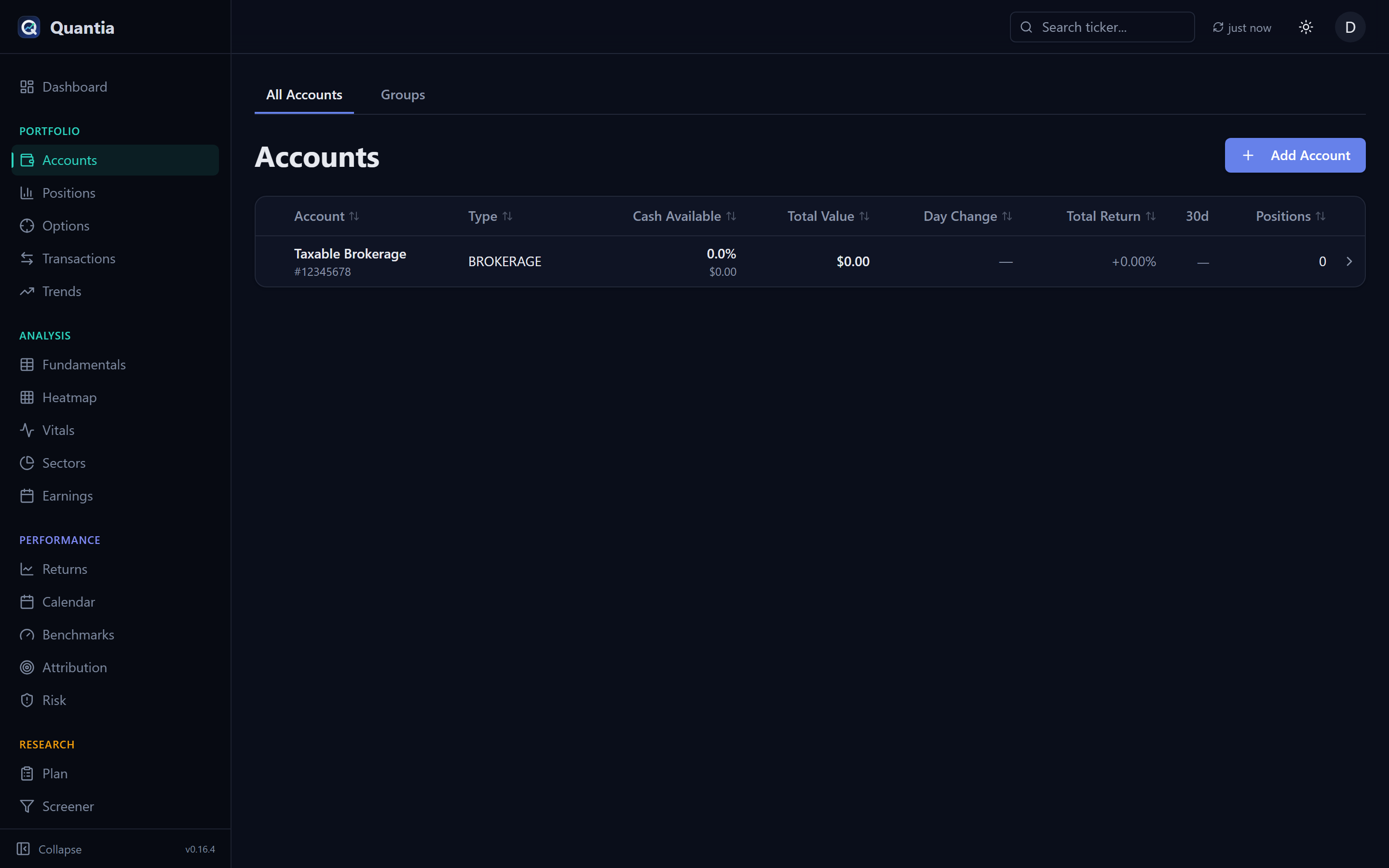 Accounts list